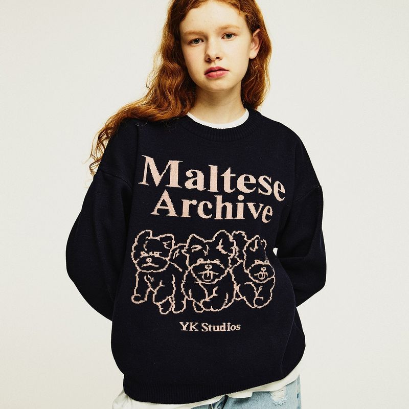 Maltese archive line graphics knit