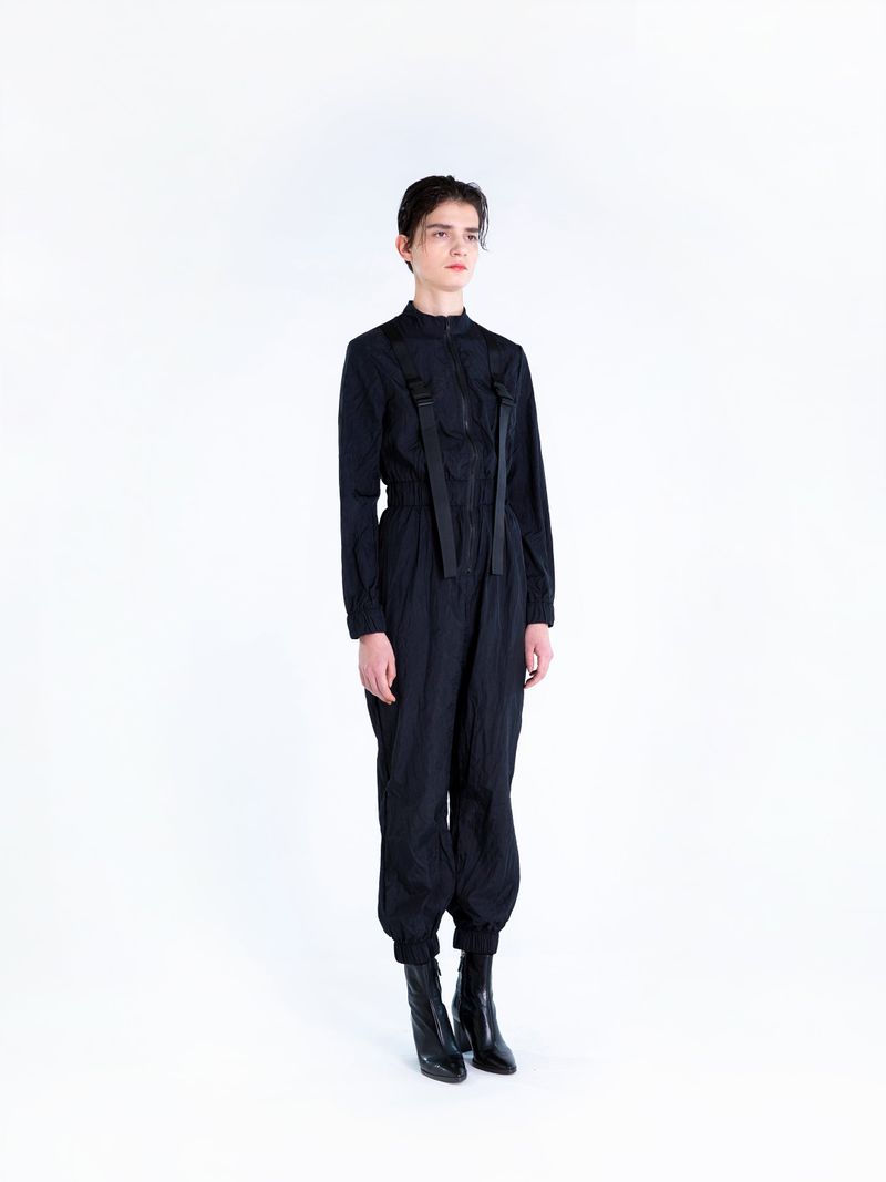 techwear strap jumpsuit black