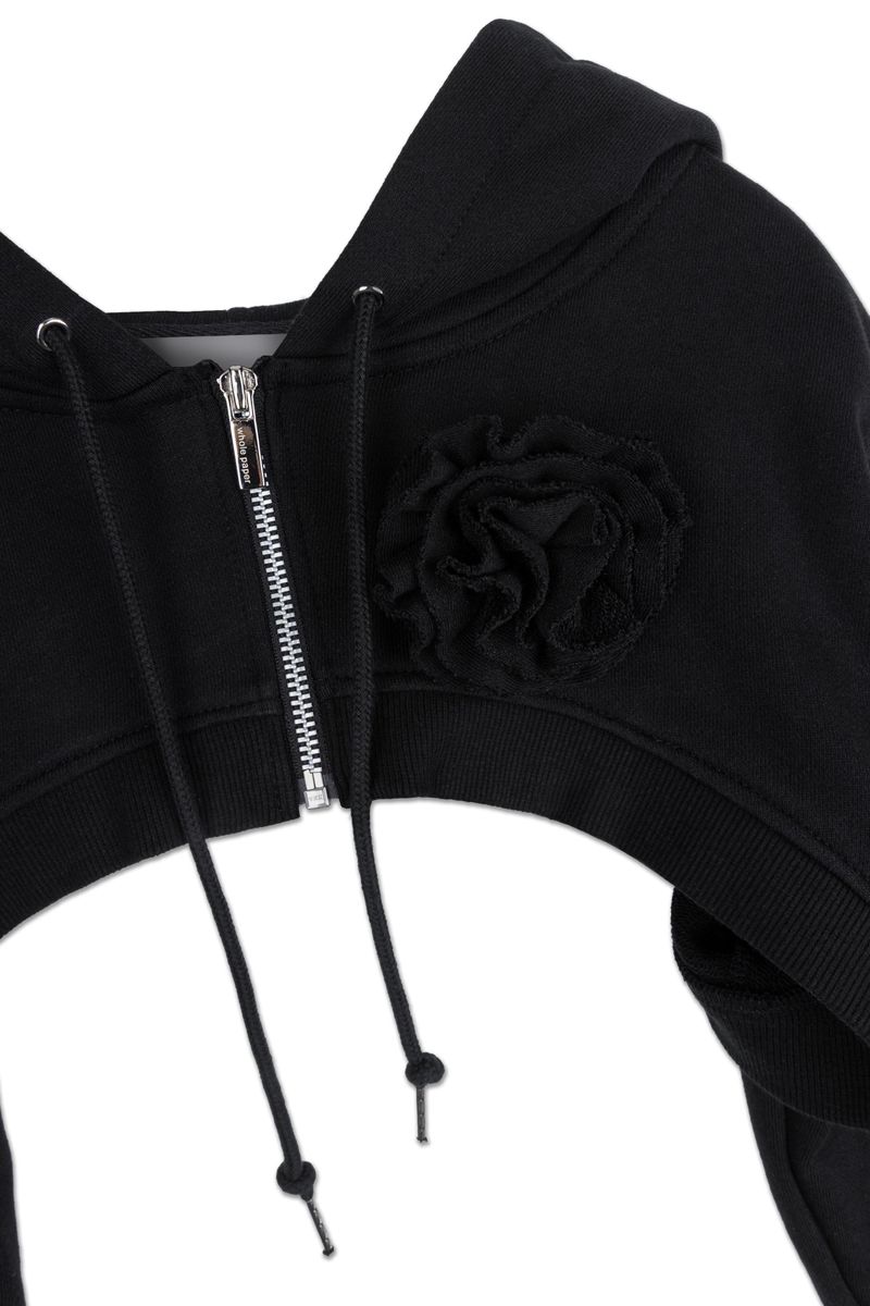 CORSAJE CROP ZIP-UP HOODIE (BLACK)