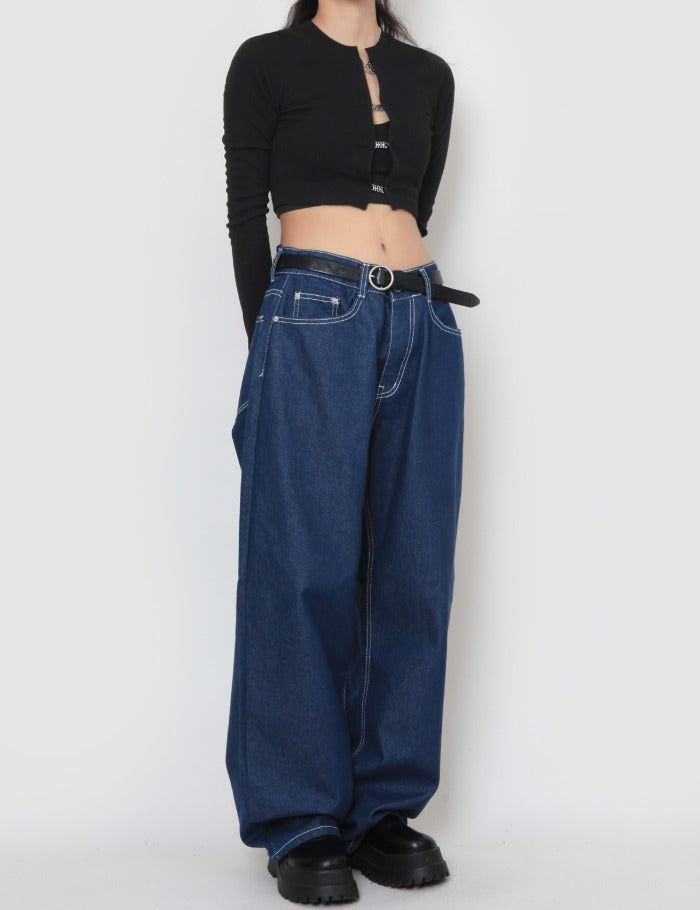 Stitch Wide Denim Pants