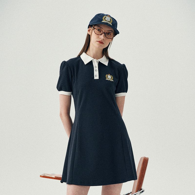 ALLINCOMPLETE（オールインコンプリート）の「Puff Flared PK One-Piece (Navy)（Dresses）」