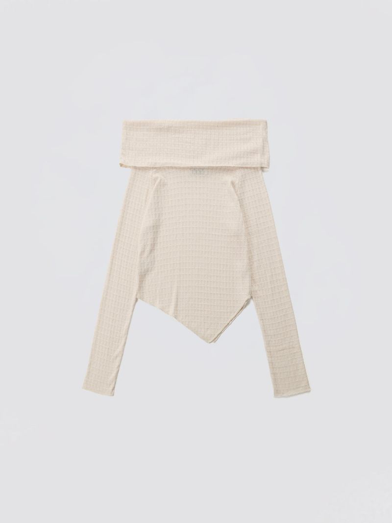 Cowl-neck Open Shoulder Tee_Ivory