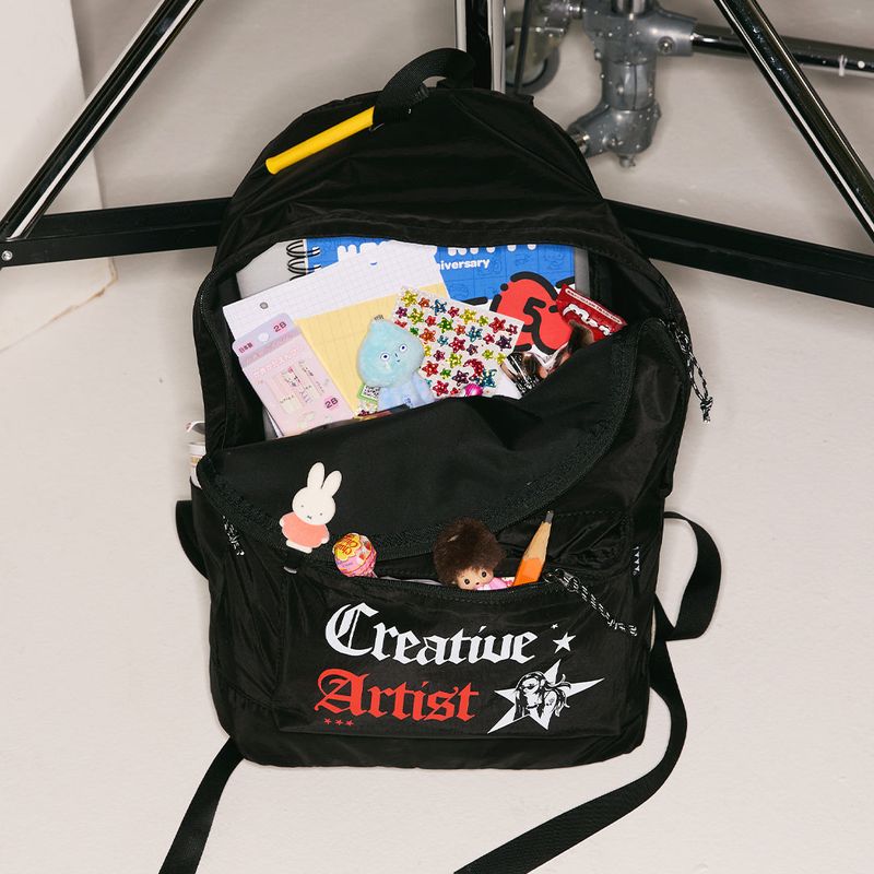 Funky Artist Pocket Basic Backpack _ Black