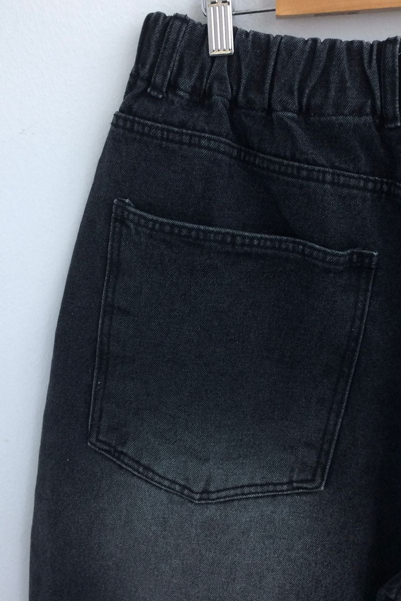 Curved overfit washed denim