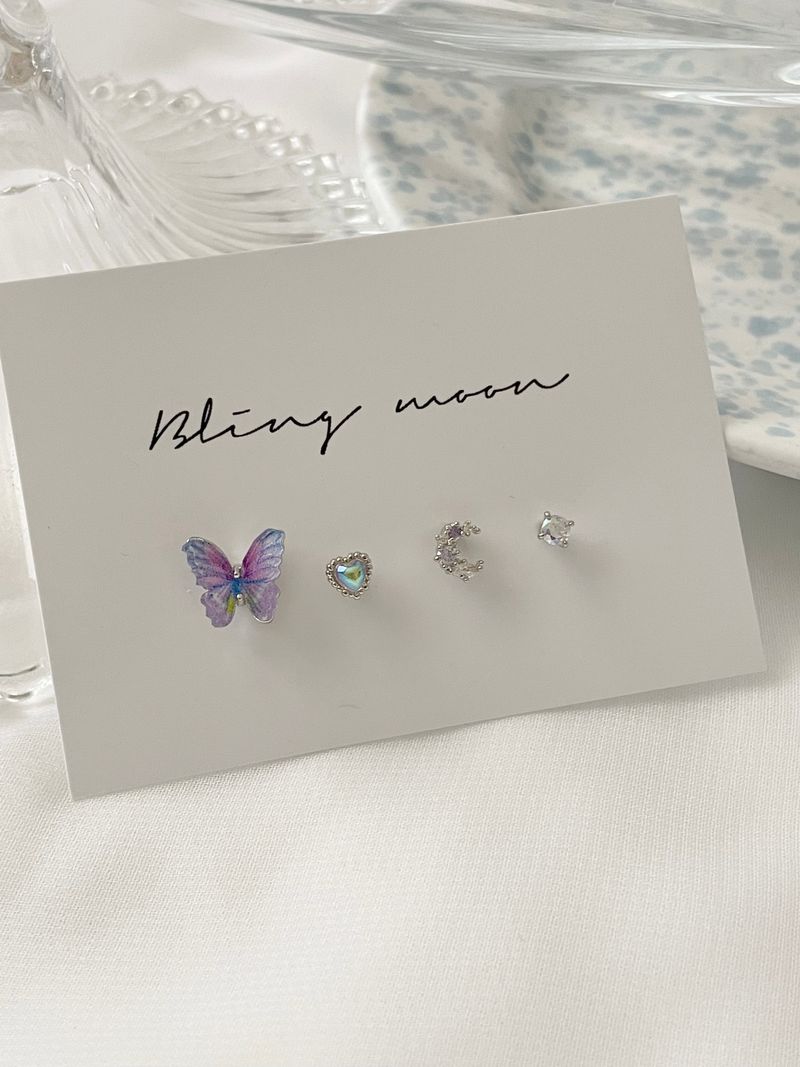 [4 set] Lucid Purple Butterfly Piercing Set