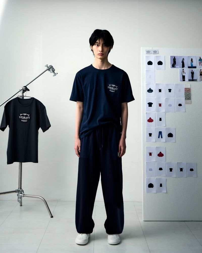 [UPDRAFT]PATCH POCKET COTTON SWEAT PANTS NAVY for men