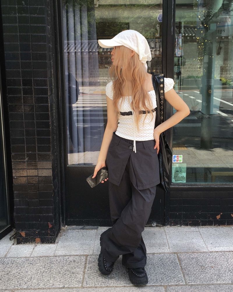 Pintuck skirt pants