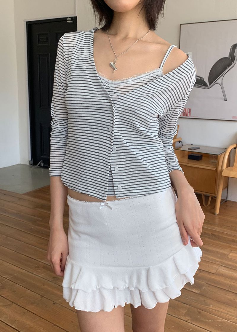 PUNCHING FRILL LACE SKIRT (3color)