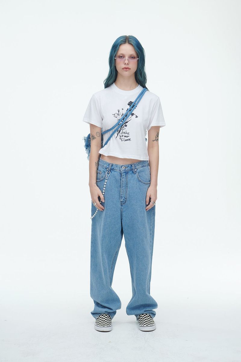 Checkerboard Denim Vagabond Bag Light Blue