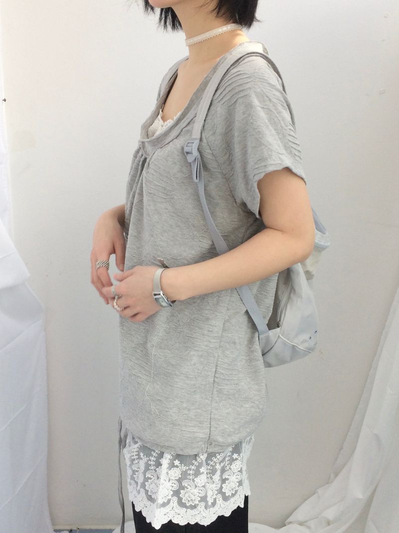 embossed shirring strap t
