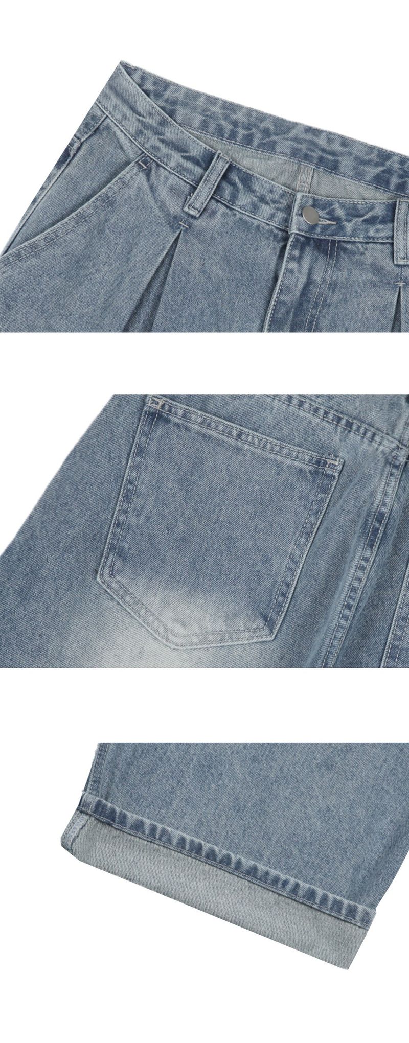 Vintage front pintuck denim pants (blue)