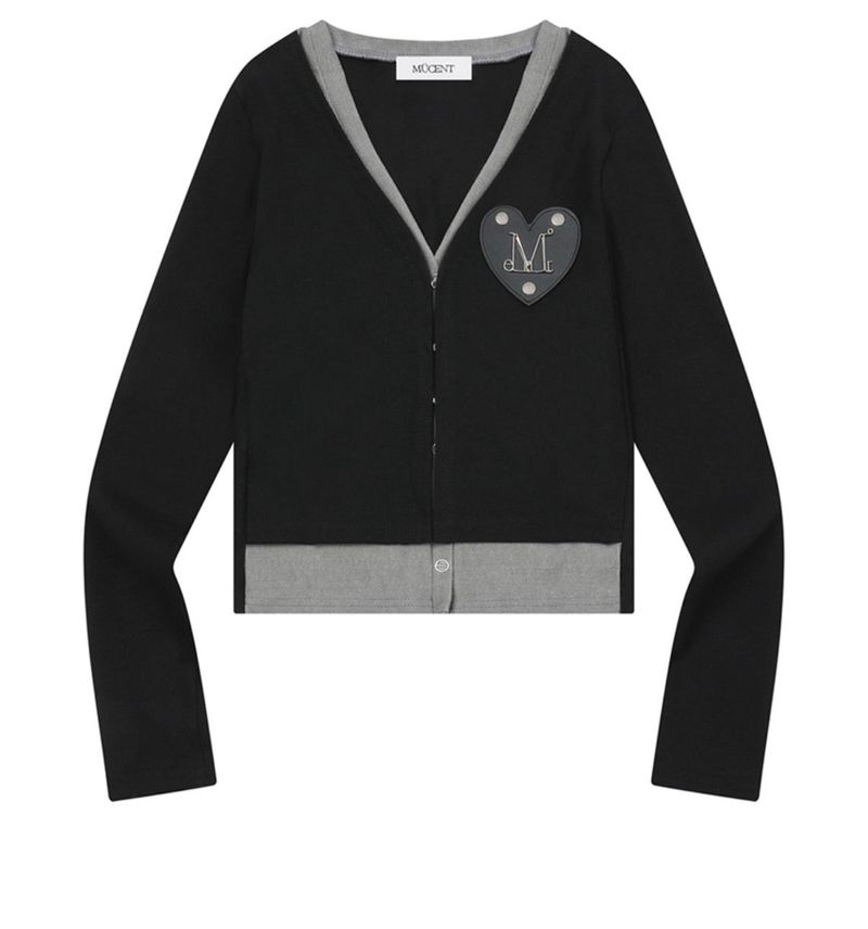 RIEN HEART PATCH LAYERED CARDIGAN