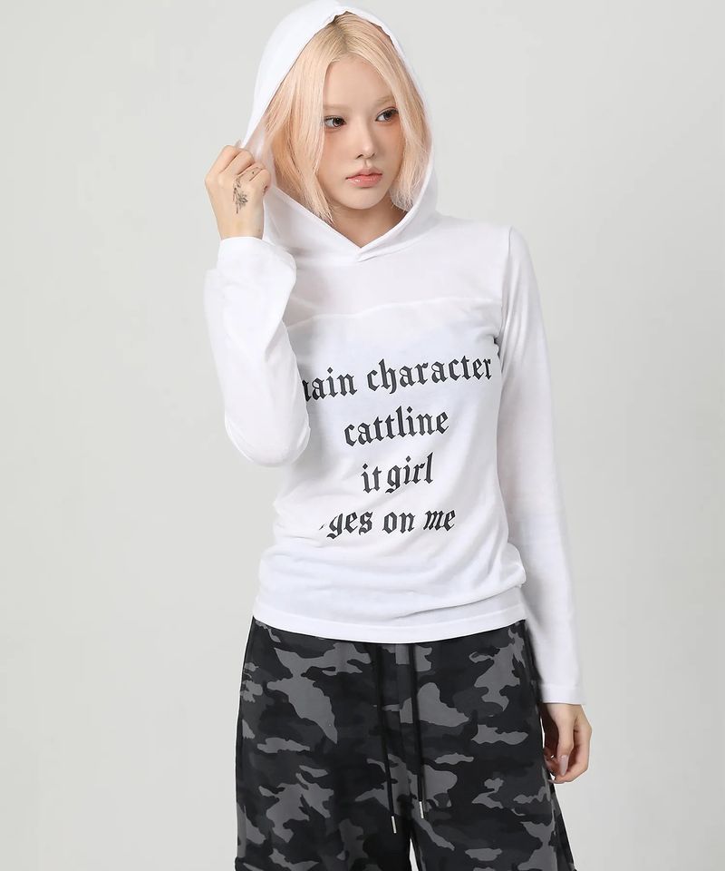 Lettering Hood Long Sleeve