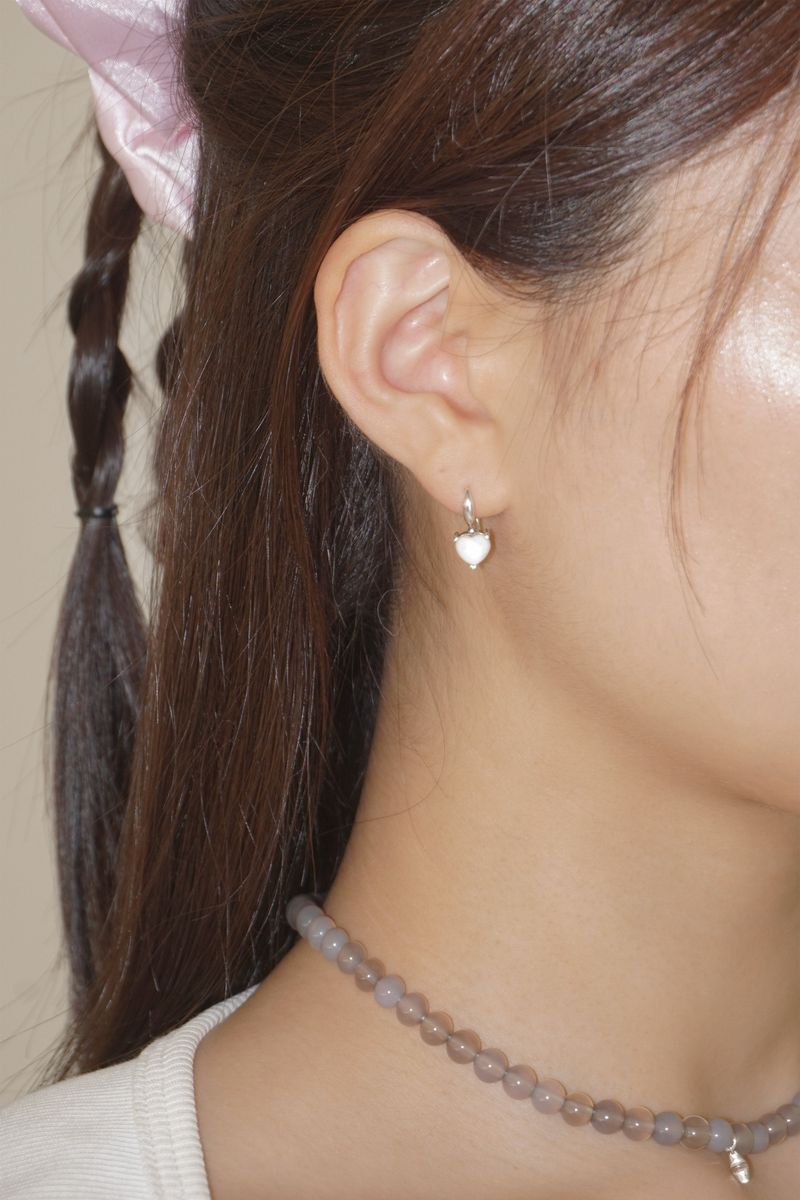 [MADE]HEART FLOWER EARRING (only heart 2ps)