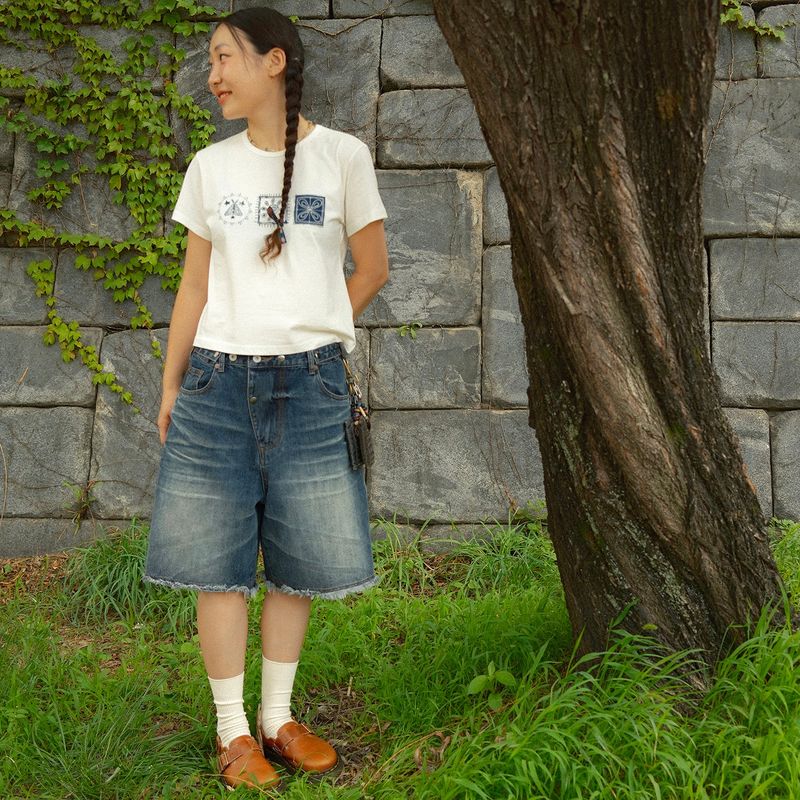 Goblin denim BERMUDA shorts / Black