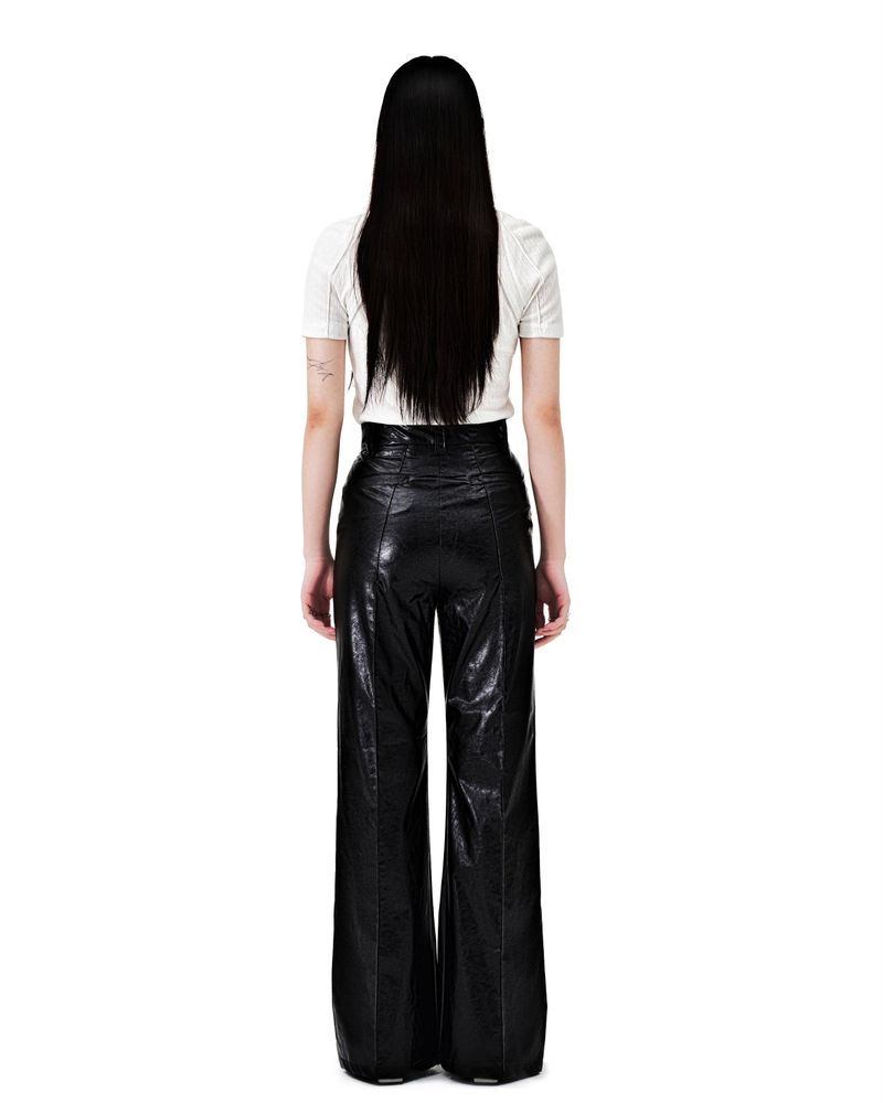 OUBLE PIN-TUCK LEATHER PANTS