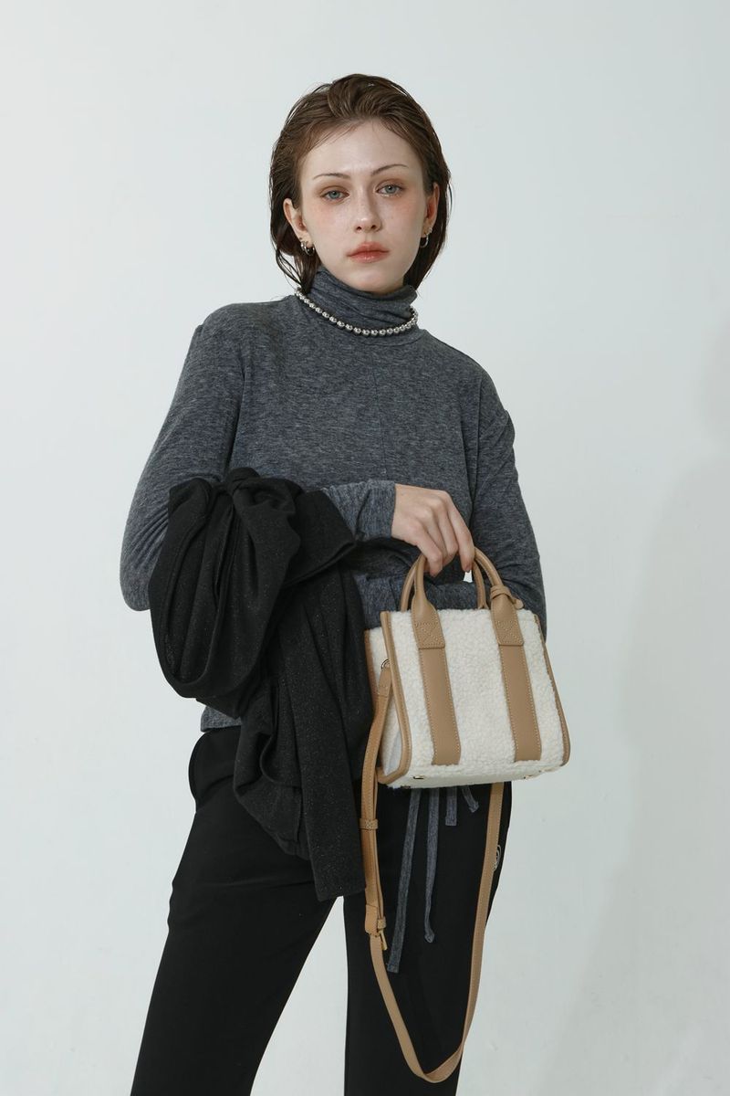 WOOL SPAN TURTLENECK T-SHIRT_CHARCOAL