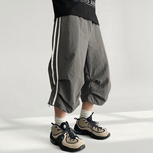 Lever Nylon Track Knee Pintuck String Bermuda Pants (3 colors)