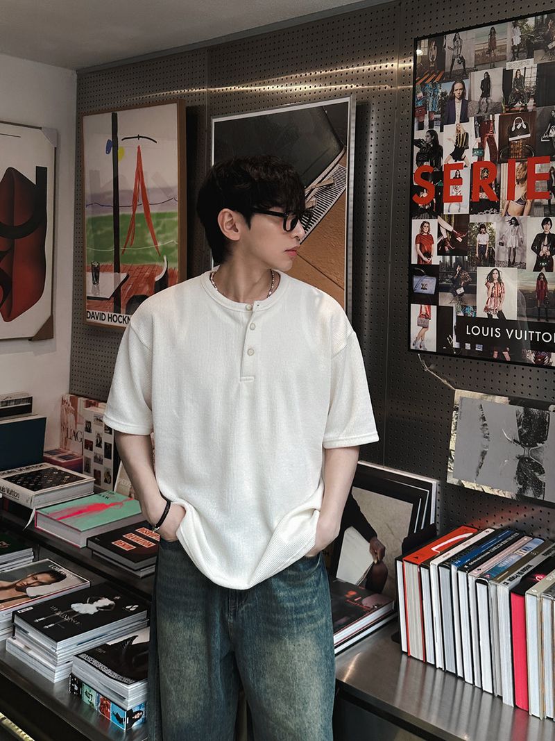ASCLO(エジュクロ)の「ASCLO Henry Neck Over Short Sleeve Knit T (2color)(Tops)」