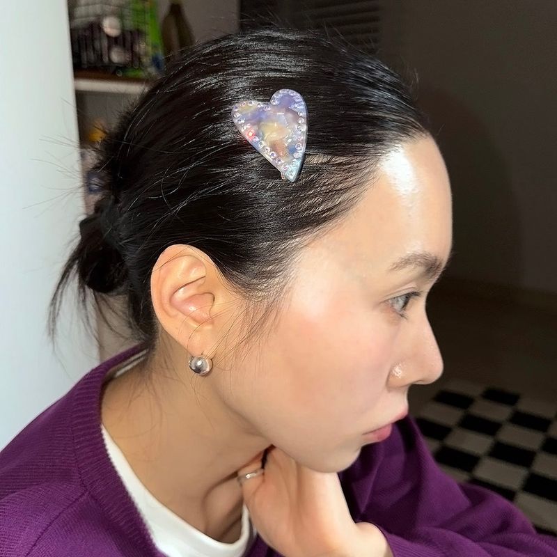 スリムハートキュービックヘアピン (5color)