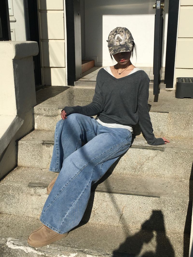 Vero Cut Washed Wide Denim (2c)