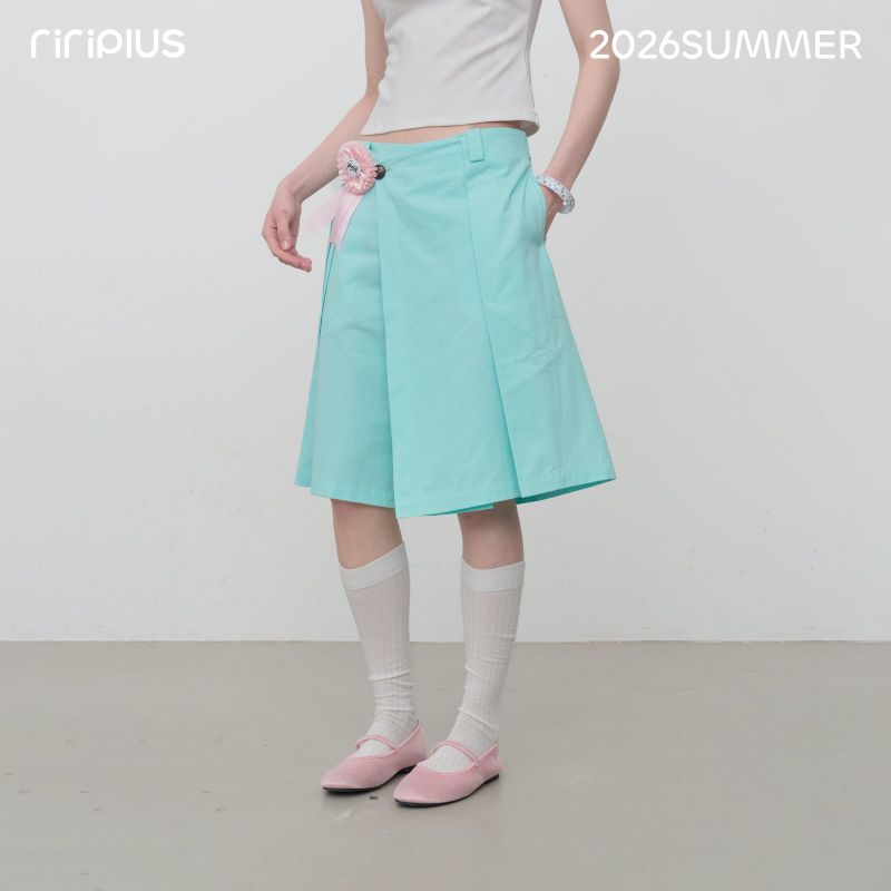 Riverstone Plus イレギュラー スコート プリーツヘム Aライン スカートパンツ