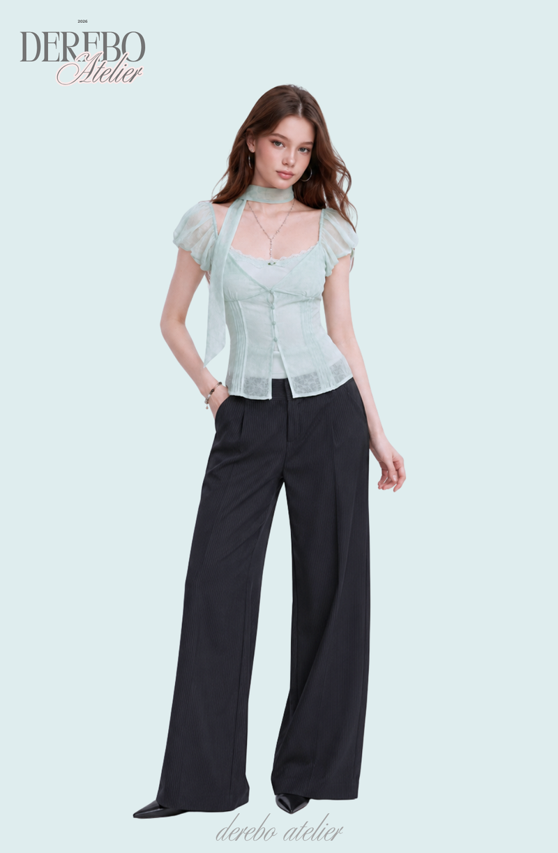 antique mint chiffon blouse