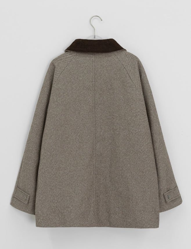 Endet Corduroy Collar Quilted Half Coat