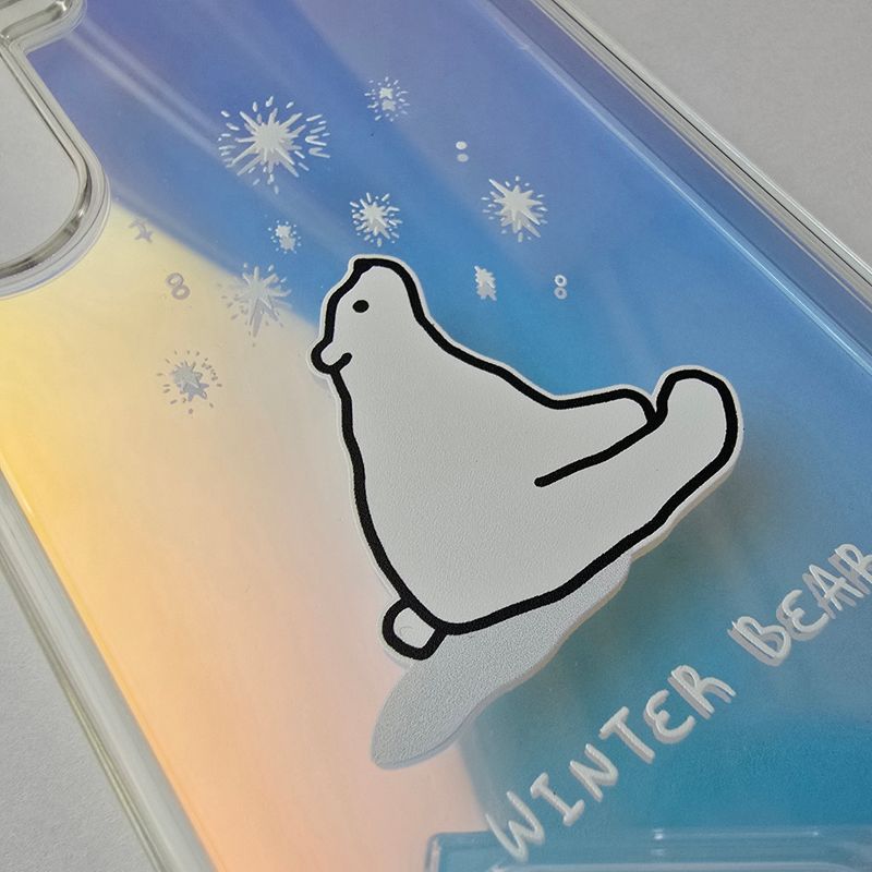 Jelly Hard Phone Case - winter Bear ( sunset Blue )