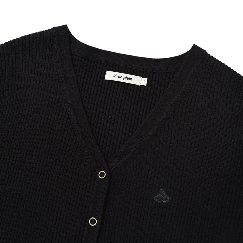 KIRSH PLAIN V NECK SLIM CARDIGAN [BLACK]