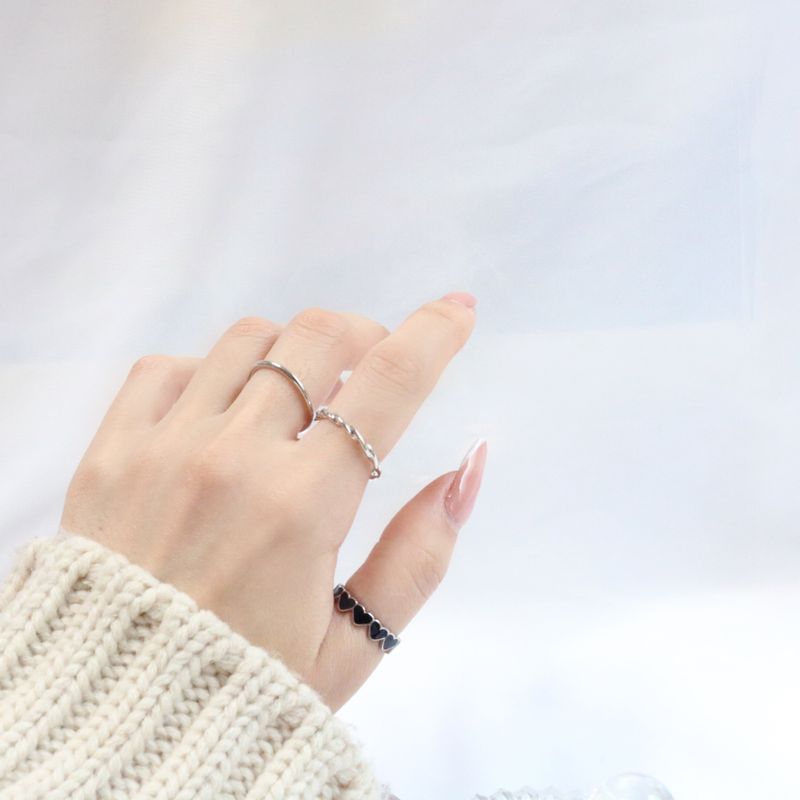 Swan Heart Layered Ring Set