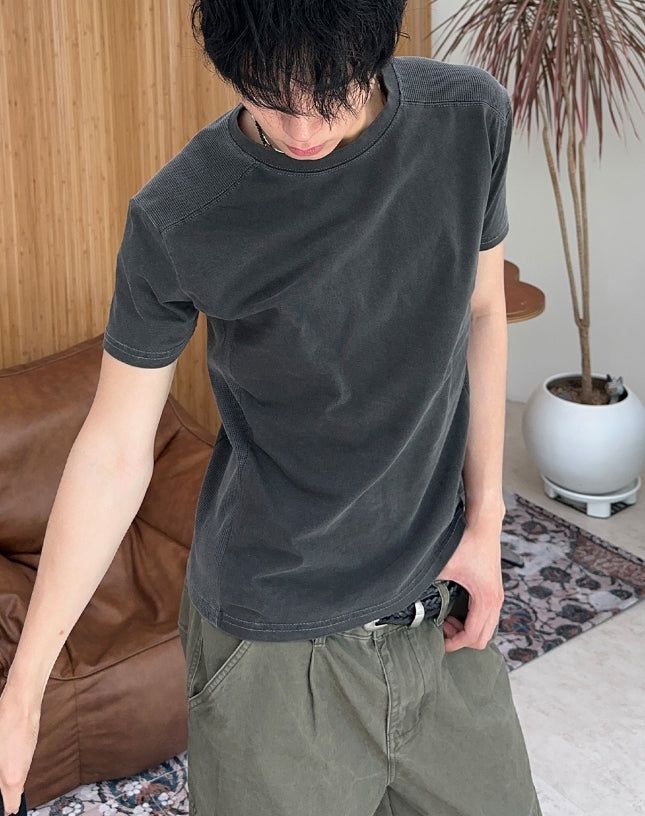 SATIIIZ（サティーズ）の「エルト ワッフルパネル ピグメントTシャツ（トップス）」