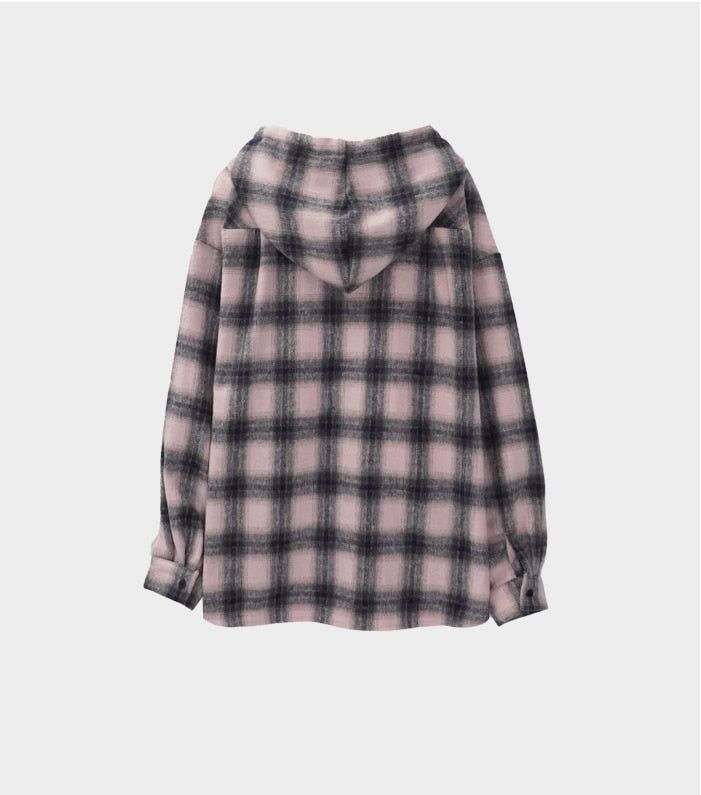 Big over hood check shirt