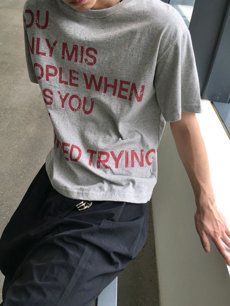 DISCERNMENT(ディサーンメント)の「Trying Lettering Crop Short Sleeve T-shirt 4C(Tops)」