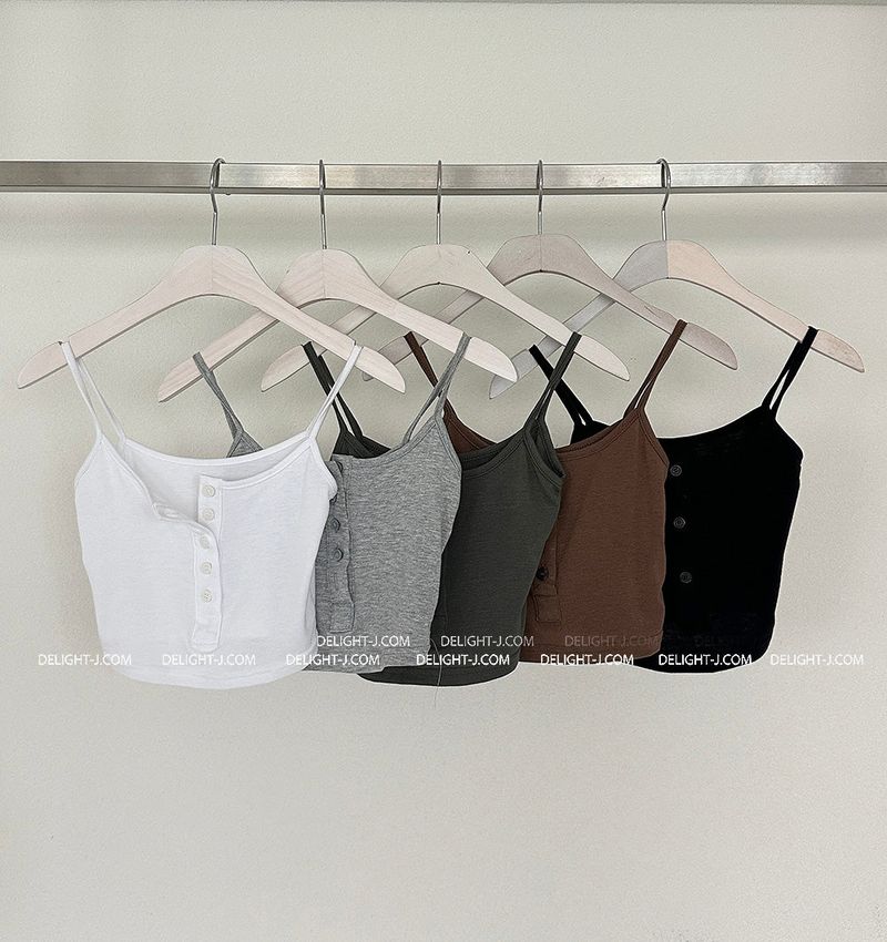 5 color button crop sleeveless