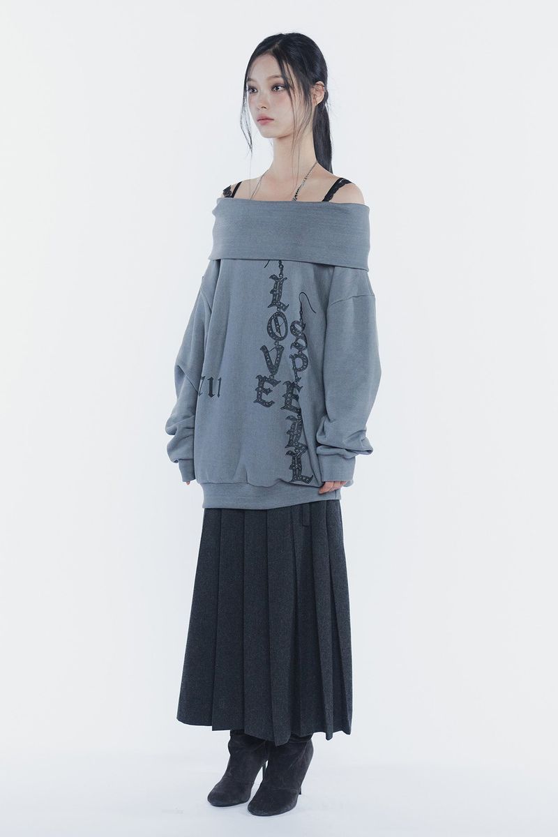 SPELL OFF-SHOULDER SWEATSHIRT charcoal