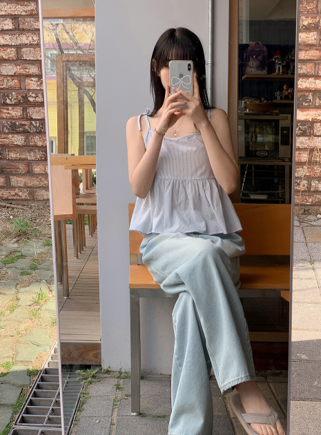 Stripe Flare Sleeveless Blouse (3color)