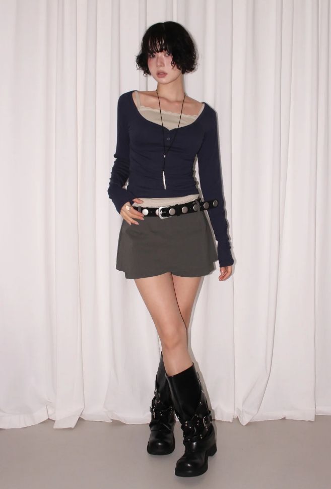 WIDE HENLEY RIBBED TOP