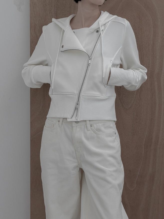 Moel Ribbed Rider Hood Zip-Up