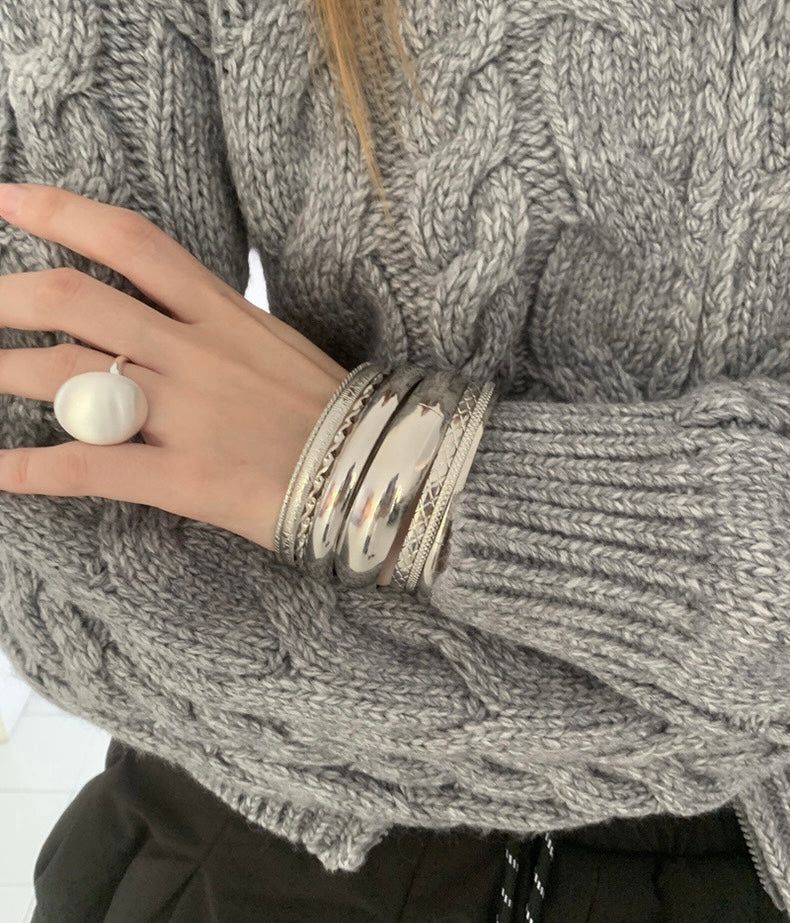 Mixed silver bangle SET