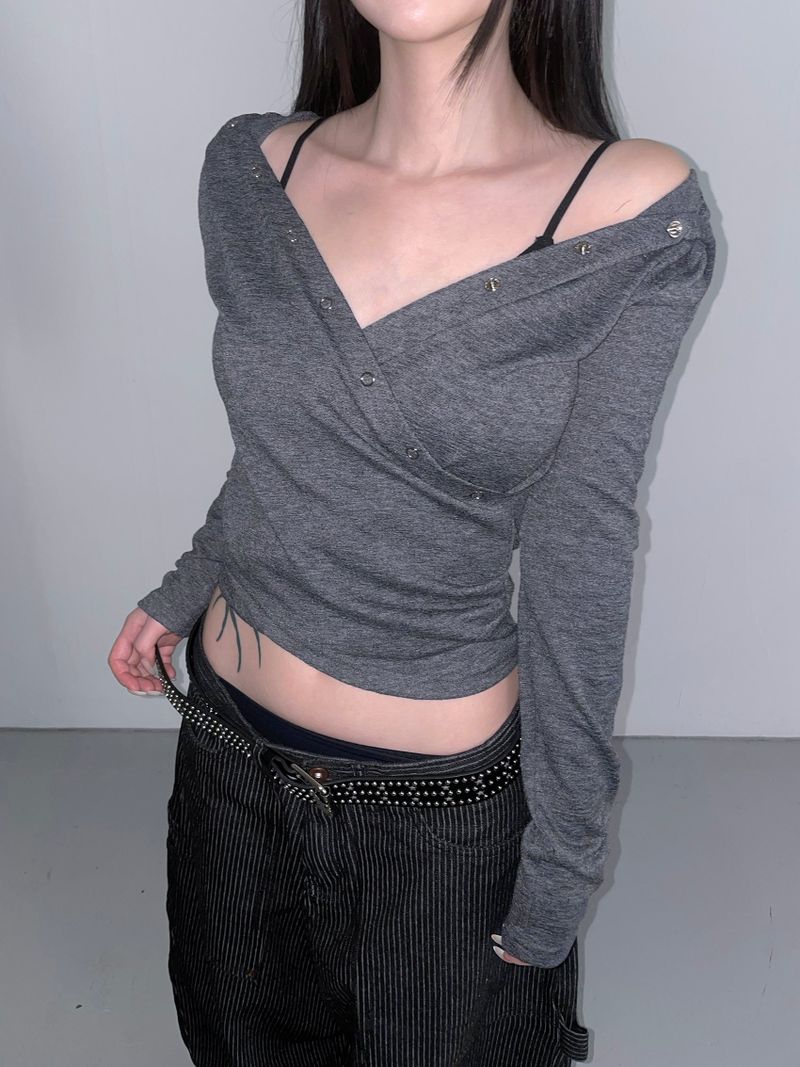 snap cross hoodie top(3 color)