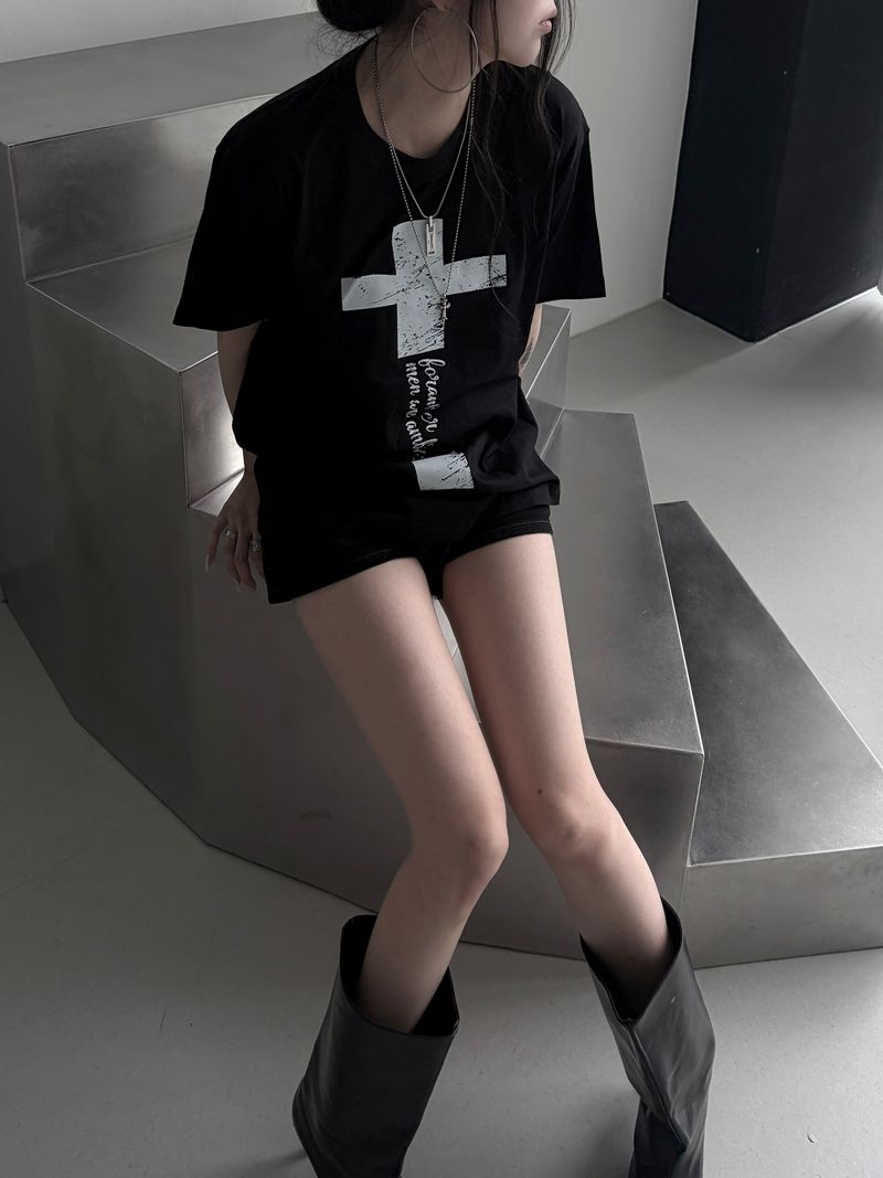cross lettering crack T (3color)