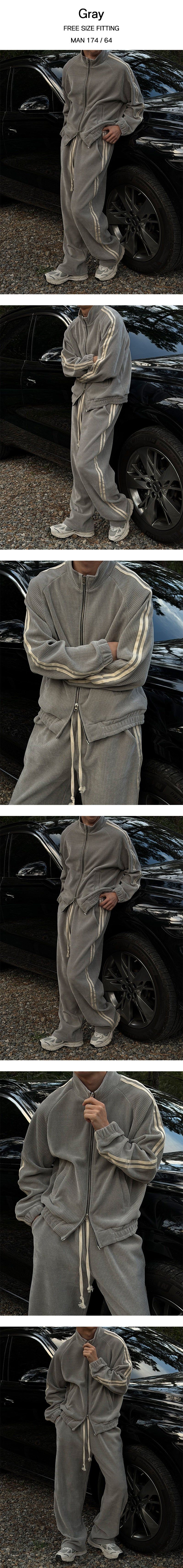 [SET UP가능] Velvet track zip up(3color)