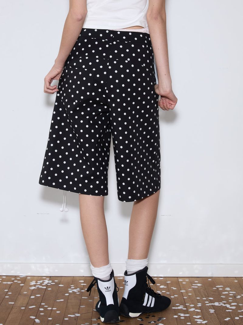 rirri 25 Spring/Summer Collection - カジュアルブラック&ホワイトポルカドットクロップドパンツ (高密度コットン100%)