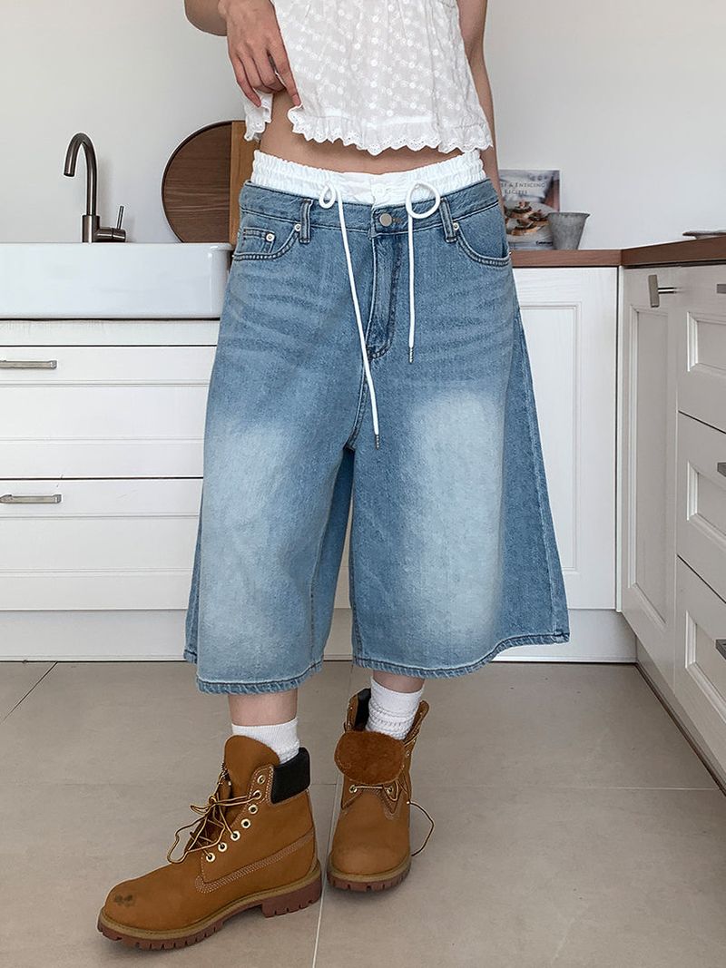 LAYERED BAND BERMUDA JEANS