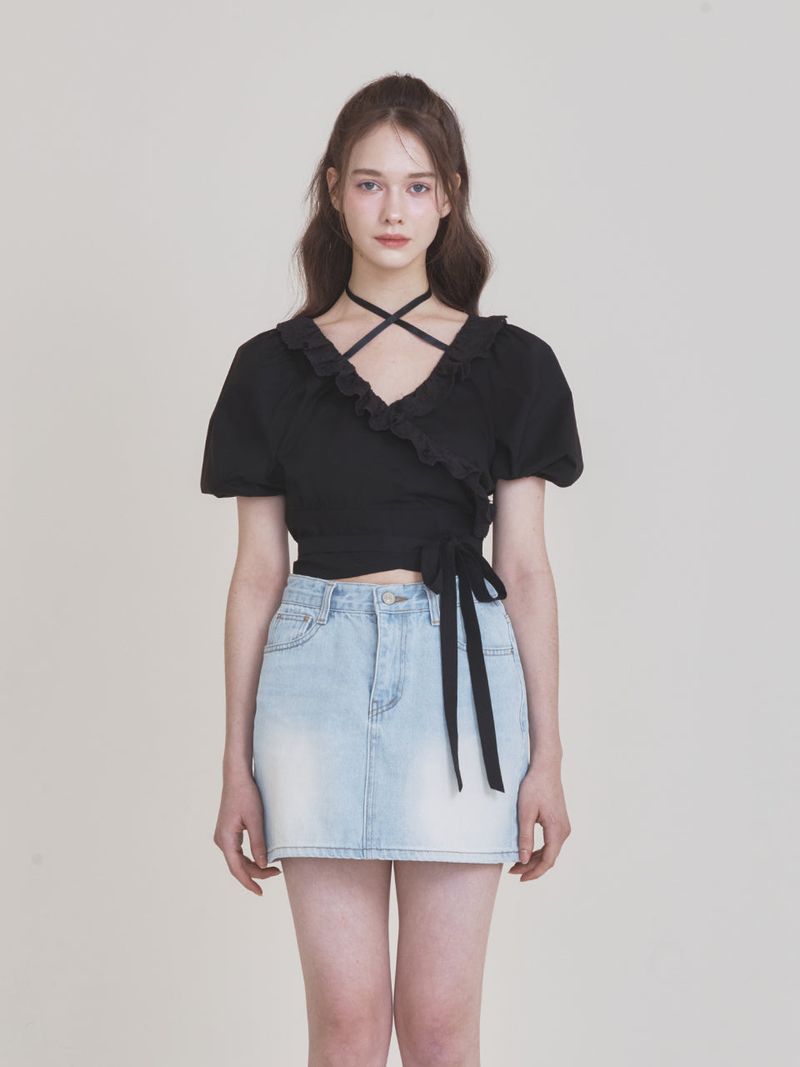 Not your rose（ノットユアローズ）の「Rosie wrap blouse (Black)（Tops）」