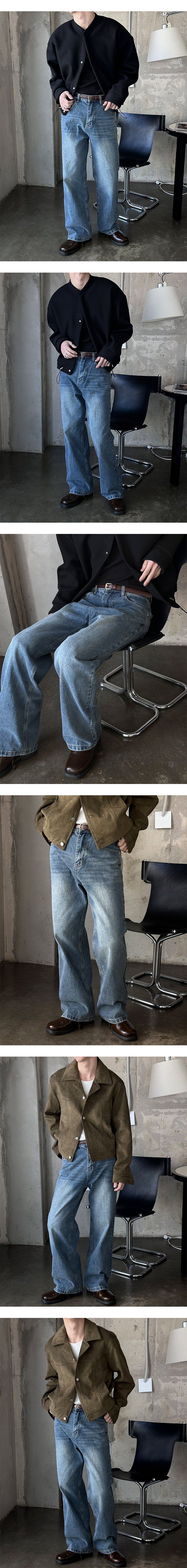 [Unisex] Basic semi wide denim pants(4color)
