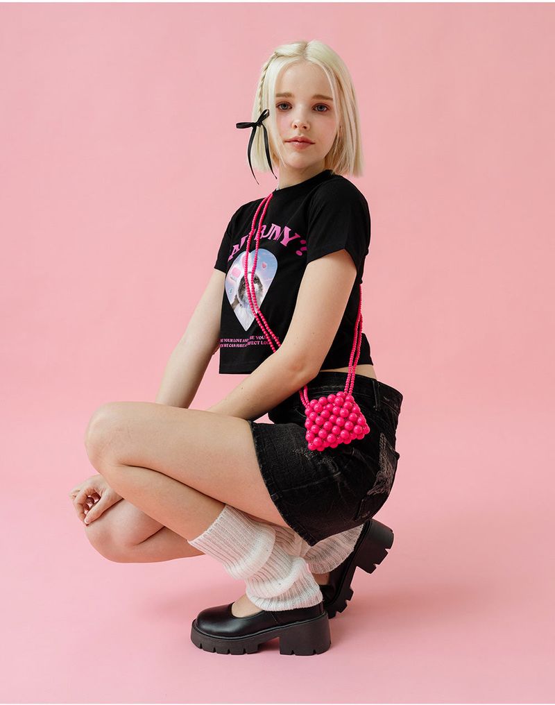 CAT&BUNNY CROP T-SHIRT [4COLOR]