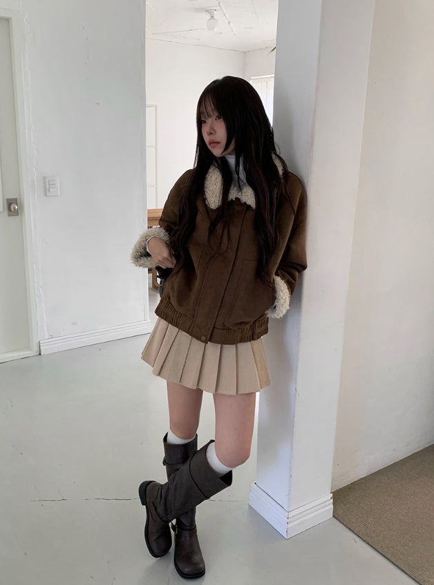 [Fur Lining] Rat Wool Suede Mustang Jumper