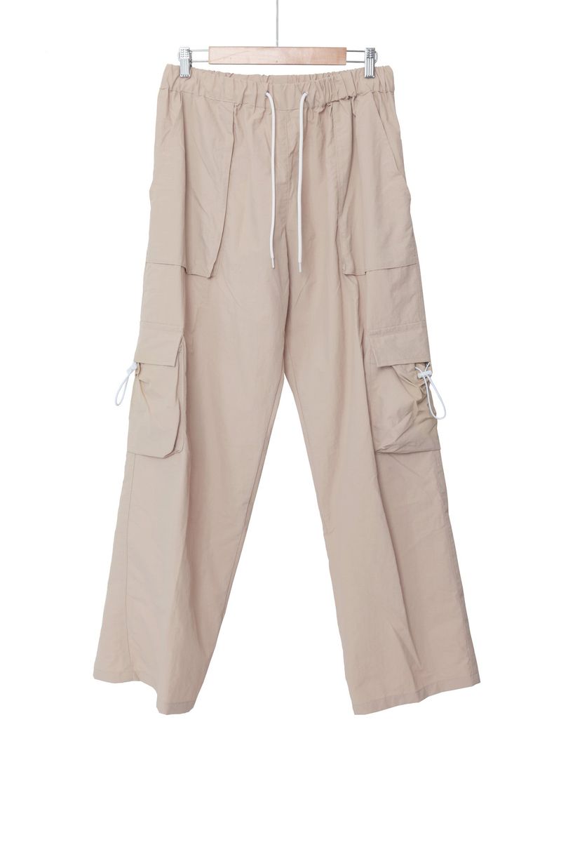 string pocket nylon pants